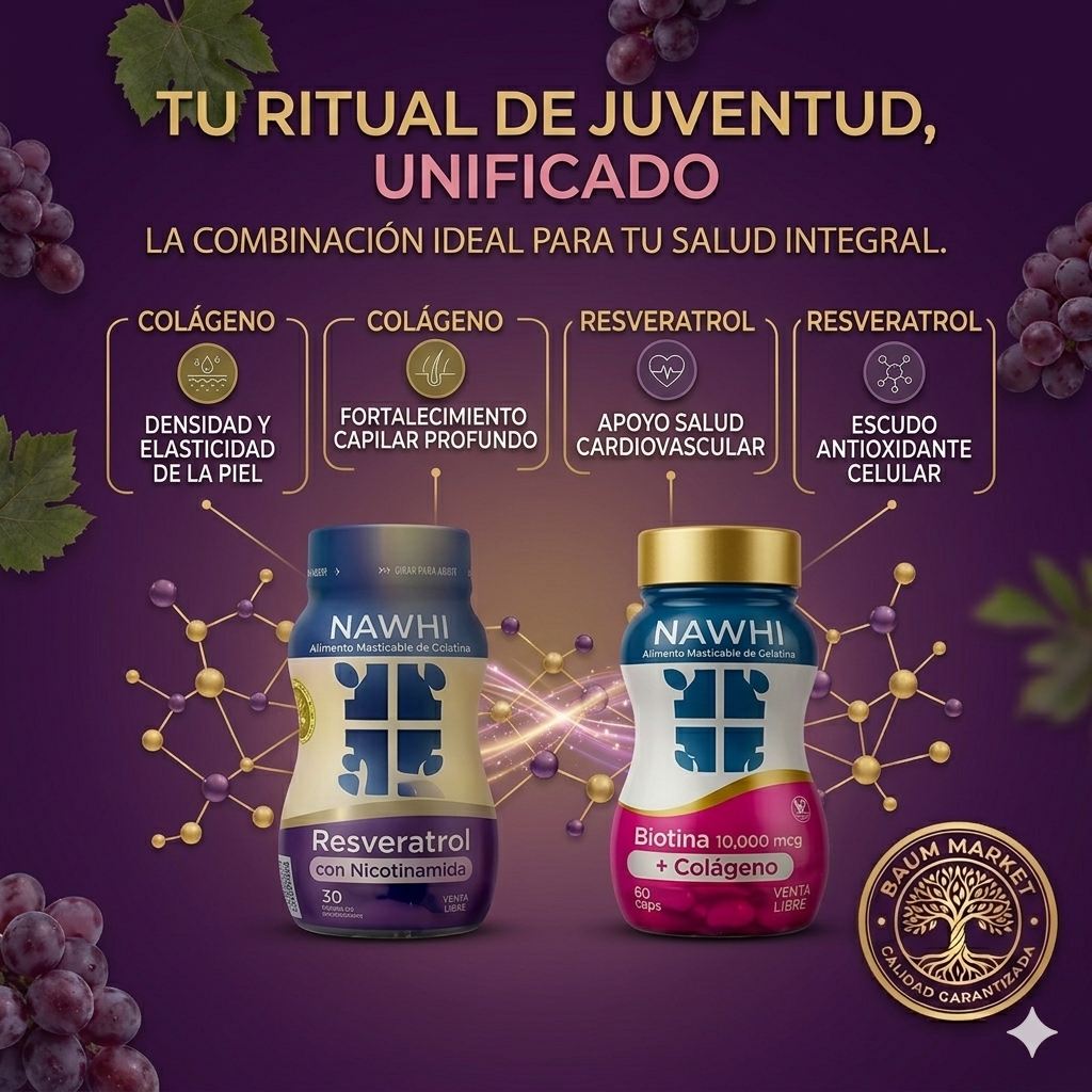 COMBO RITUAL DE JUVENTUD: RESVERATROL + COLÁGENO        🔥 -30% HOY